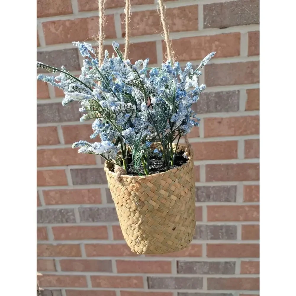 NEW Faux Hanging House Plant in woven pot, Decor Boho Rustic Farmhouse